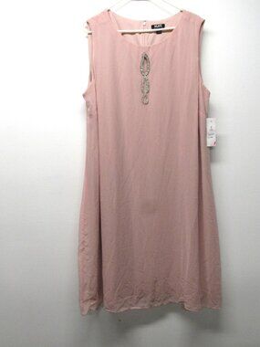 NWT SLNY Dusty Rose Pink Chiffon Lined Rhinestone Cutout A Line Dress sz 18W